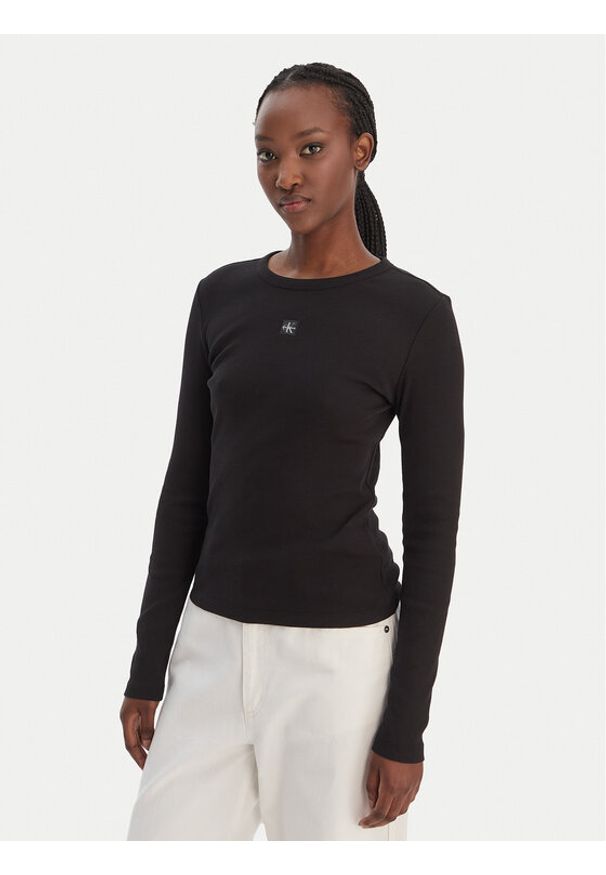 Calvin Klein Jeans Bluzka LV047E205G Czarny Slim Fit. Kolor: czarny. Materiał: bawełna
