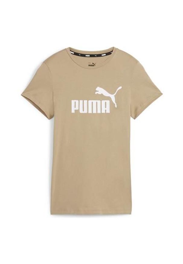 Koszulka sportowa damska Puma Ess Logo Tee. Kolor: beżowy. Długość rękawa: krótki rękaw. Długość: krótkie