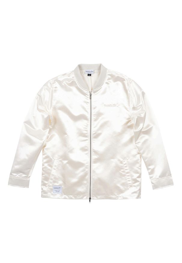 Kurtka Mitchell & Ness satin sports. Kolor: beżowy, wielokolorowy, biały. Materiał: satyna