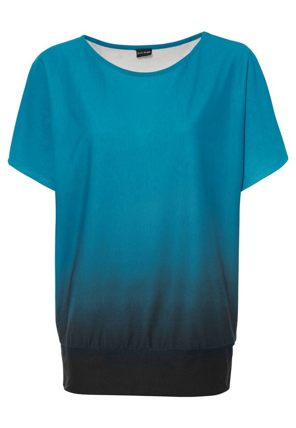 Shirt off-shoulder bonprix niebieski karaibski - czarny. Kolor: niebieski