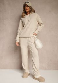 Renee - Beżowy 2-częściowy Komplet Dresowy z Bluzą i Spodniami Orifira. Kolor: beżowy. Materiał: dresówka