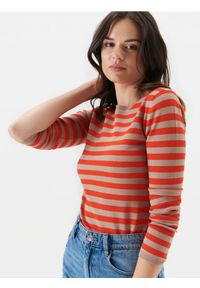 Sinsay - Wiskozowy sweter w paski - pomarańczowy. Kolor: pomarańczowy. Materiał: wiskoza. Wzór: paski #1