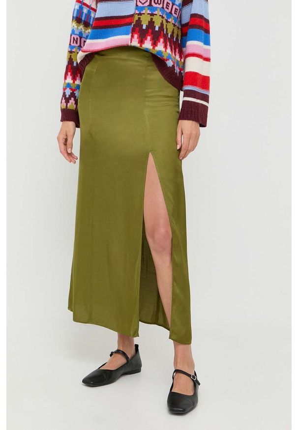 MAX&Co. spódnica kolor zielony midi prosta. Kolor: zielony. Materiał: tkanina