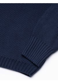 Ombre Clothing - Sweter męski ze stójką - ciemnoniebieski V7 E194 - L. Typ kołnierza: kołnierzyk stójkowy. Kolor: niebieski. Materiał: bawełna, akryl. Wzór: prążki #6