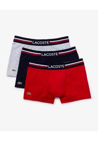 Lacoste - LACOSTE - Kolorowe bokserki 3-pack. Kolor: szary. Materiał: bawełna. Wzór: kolorowy #2