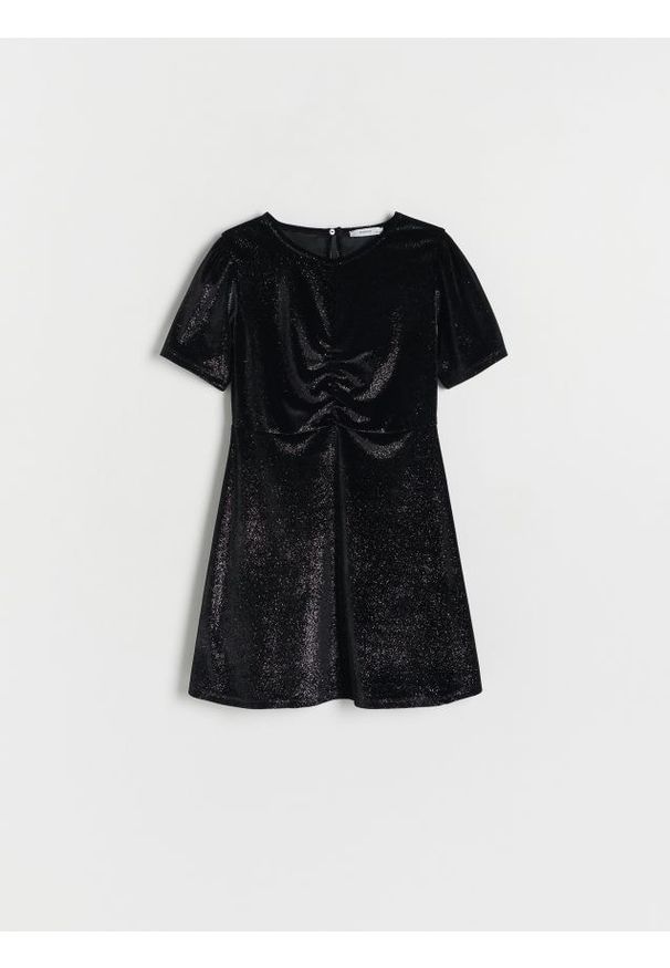 Reserved - Błyszcząca sukienka - czarny. Kolor: czarny. Materiał: dzianina