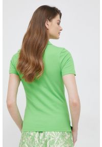 TOMMY HILFIGER - Tommy Hilfiger polo damski kolor zielony. Typ kołnierza: polo. Kolor: zielony. Materiał: bawełna, dzianina. Długość: krótkie #3