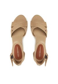 TOMMY HILFIGER - Tommy Hilfiger Sandały Flag High Wedge Espad Crisscross FW0FW08661 Beżowy. Kolor: beżowy. Materiał: materiał #5