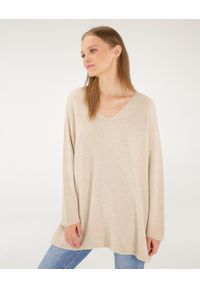 Unisono - GŁADKI SWETER 19-23N3505 BEIGE. Materiał: wiskoza, poliamid, poliester. Wzór: gładki #1