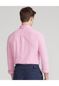 Ralph Lauren - RALPH LAUREN - Różowa koszula Featherweight Mesh Custom Fit. Typ kołnierza: polo. Kolor: różowy, wielokolorowy, fioletowy. Materiał: mesh. Długość rękawa: długi rękaw. Długość: długie. Wzór: haft, ze splotem #3