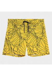 outhorn - Spodenki plażowe męskie - żółte. Kolor: żółty. Materiał: poliester, materiał, elastan #7