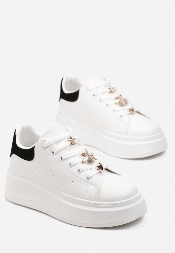 Born2be - Biało-Czarne Sneakersy na Platformie Ariadi. Okazja: na co dzień. Kolor: biały. Obcas: na platformie