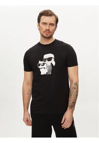 Karl Lagerfeld - KARL LAGERFELD T-Shirt 755061 542241 Czarny Regular Fit. Typ kołnierza: dekolt w karo. Kolor: czarny. Materiał: bawełna #1