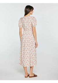 Big-Star - Sukienka damska midi z wiskozy w kwiatowy wzór perłowa Pala 103. Kolor: kremowy. Materiał: wiskoza. Wzór: kwiaty. Styl: elegancki. Długość: midi #2