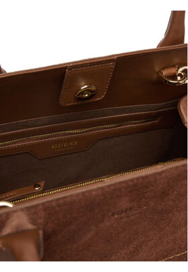 Guess Torebka HWYUSS P6276 Brązowy. Kolor: brązowy. Materiał: zamszowe, skórzane