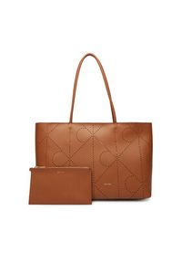 Calvin Klein Torebka Emblem Aop Perfor Lthr Tote LV04F3359G Brązowy. Kolor: brązowy. Materiał: skórzane #4