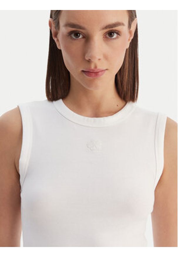 Calvin Klein Jeans Top LV047B265G Biały Slim Fit. Kolor: biały. Materiał: bawełna