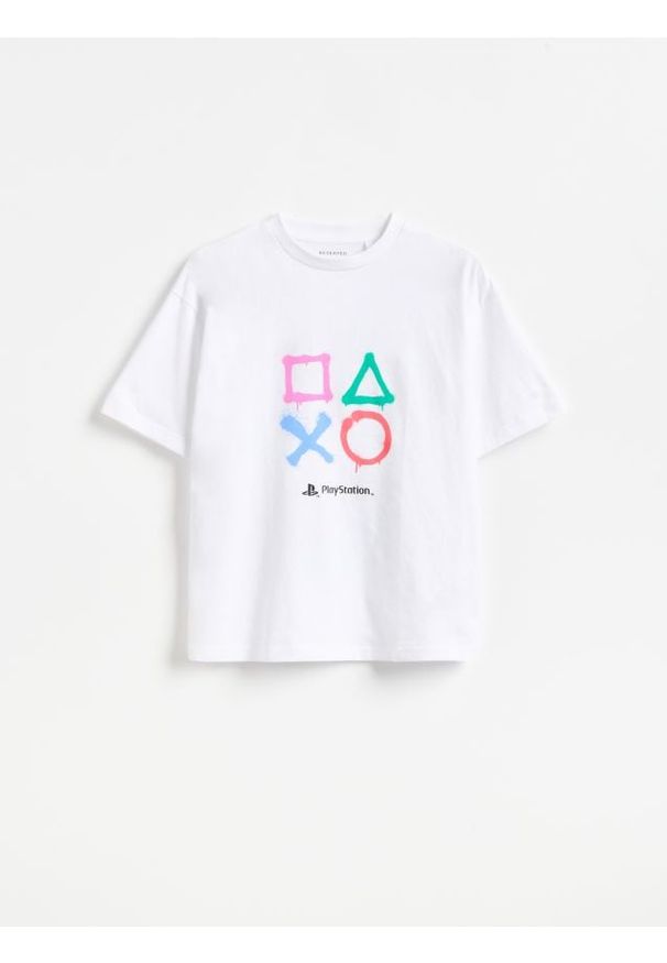 Reserved - T-shirt Playstation - biały. Kolor: biały. Materiał: bawełna, dzianina