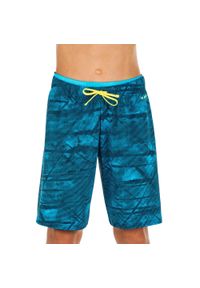 NABAIJI - Szorty Długie Pływackie 100 Tex Dla Dzieci. Kolor: niebieski, wielokolorowy, czarny. Materiał: materiał, elastan, poliamid. Długość: długie #1