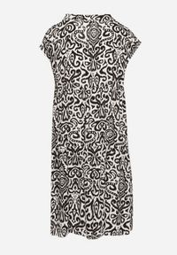 Born2be - Czarna Bawełniana Sukienka o Rozkloszowanym Kroju Oversize Liravina. Okazja: na co dzień. Typ kołnierza: dekolt w serek. Kolor: czarny. Materiał: bawełna. Typ sukienki: oversize. Styl: elegancki, casual, klasyczny #5