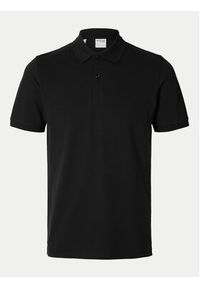 Selected Homme Polo 16095851 Czarny Slim Fit. Typ kołnierza: polo. Kolor: czarny. Materiał: bawełna