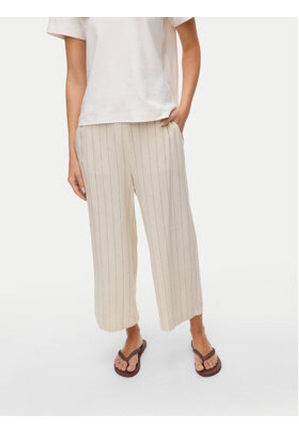 Vero Moda Kuloty Mindy 10322130 Beżowy Loose Fit. Kolor: beżowy. Materiał: len, wiskoza