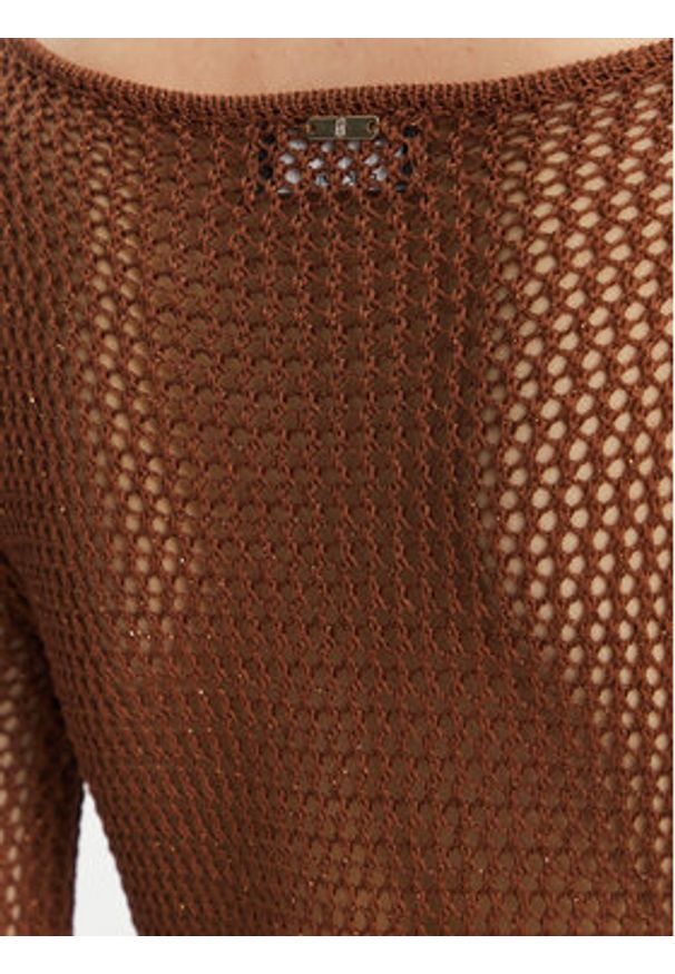 Fracomina Sukienka dzianinowa FS25SD5004K514O7 Brązowy Slim Fit. Kolor: brązowy. Materiał: wiskoza