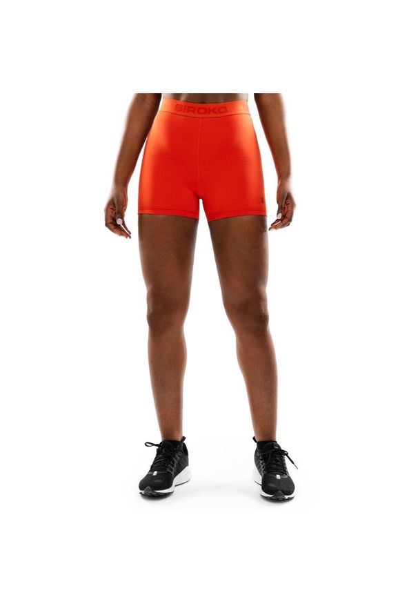 SIROKO - Damskie krótkie legginsy treningowe Fitness Siroko Vital. Kolor: czerwony. Materiał: materiał. Długość: krótkie. Sport: fitness