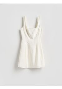 Reserved - Sukienka mini - złamana biel. Materiał: wiskoza, tkanina. Długość: mini #1