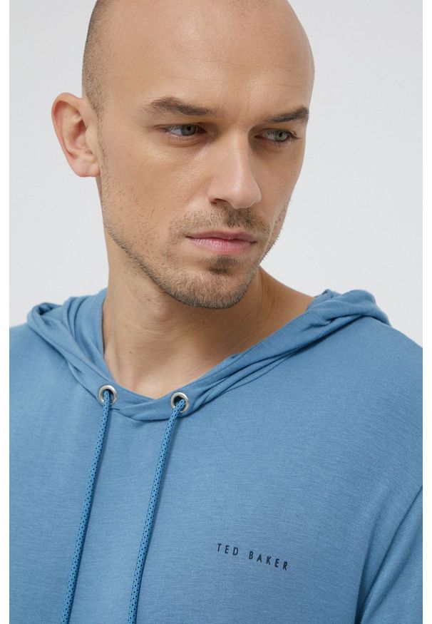 Ted Baker Bluza piżamowa męska gładka. Kolor: niebieski. Materiał: dzianina. Długość: długie. Wzór: gładki
