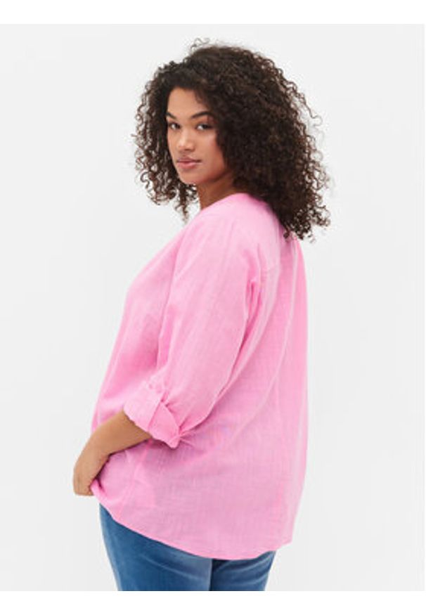 Zizzi Bluzka CA02361A Różowy Regular Fit. Kolor: różowy. Materiał: bawełna