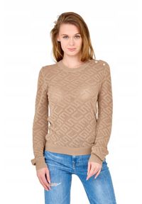 Guess - GUESS Beżowy damski sweterek dzianinowy. Kolor: beżowy. Materiał: wiskoza #4