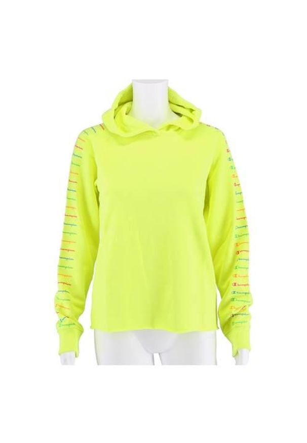 Bluza sportowa dziewczęca Champion Arm Print. Typ kołnierza: kaptur. Kolor: zielony. Wzór: nadruk. Styl: sportowy