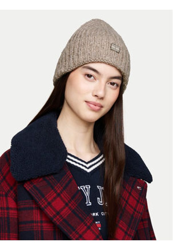 Tommy Jeans Czapka City Bold AW0AW16786 Beżowy. Kolor: beżowy. Materiał: materiał, wełna