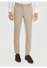 Pako Lorente - PAKO LORENTE – Beżowe spodnie ganiturowe. Kolor: beżowy. Materiał: poliester, wiskoza, elastan. Wzór: gładki. Styl: młodzieżowy, elegancki