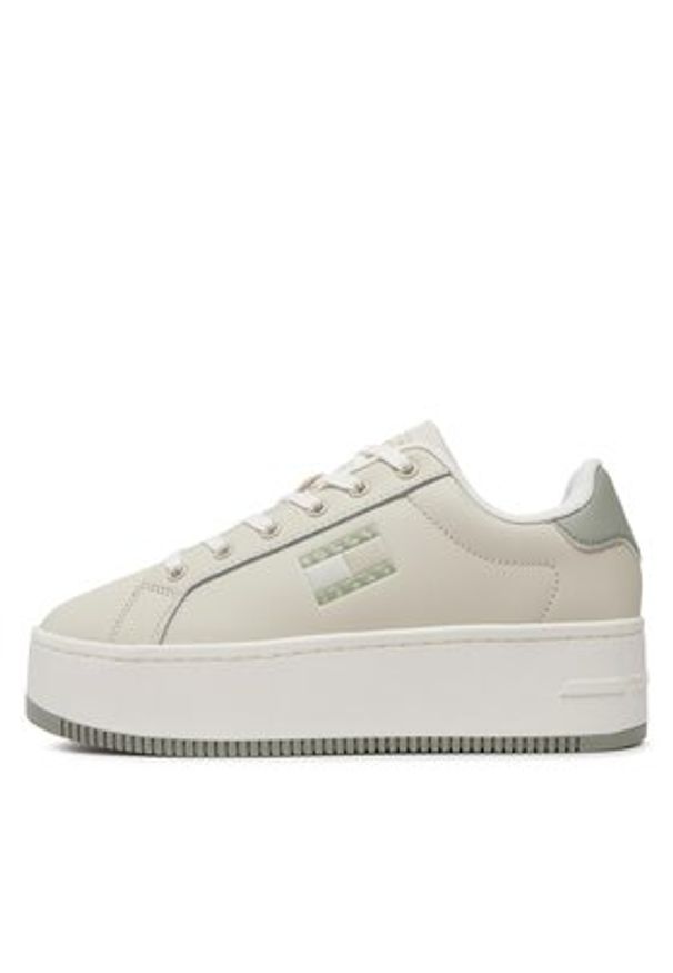 Tommy Jeans Sneakersy Tjw Flatform Ess EN0EN02518 Écru. Materiał: skóra