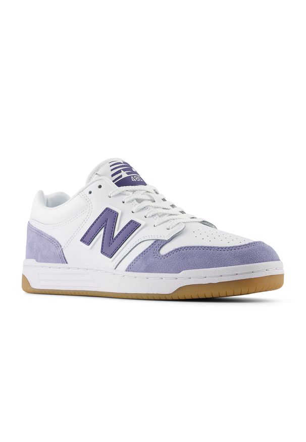 Buty unisex New Balance BB480LXB – białe. Okazja: na co dzień. Kolor: biały. Materiał: syntetyk, dresówka, materiał. Szerokość cholewki: normalna. Sport: turystyka piesza