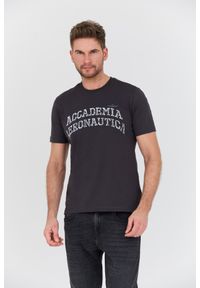 Aeronautica Militare - AERONAUTICA MILITARE Grafitowy bawełniany męski t-shirt M.C., Rozmiar XL. Kolor: szary. Materiał: bawełna