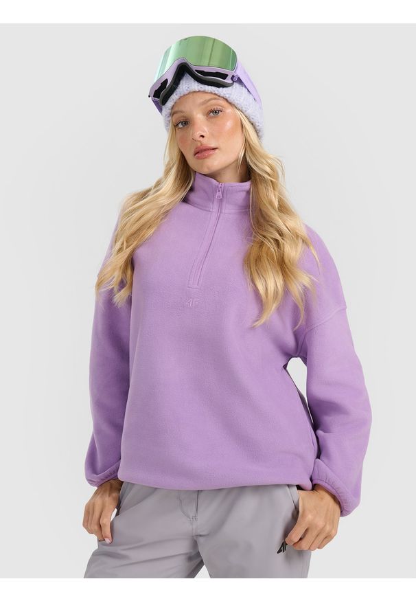 4f - 4F Polar ze stójką oversize damski - fioletowy XL. Typ kołnierza: kołnierzyk stójkowy. Kolor: fioletowy. Materiał: polar