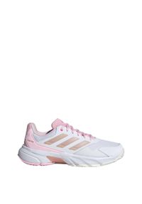 Adidas - Buty Courtjam Control 3 Tennis. Kolor: szary, biały, wielokolorowy, różowy. Materiał: materiał. Sport: turystyka piesza, tenis