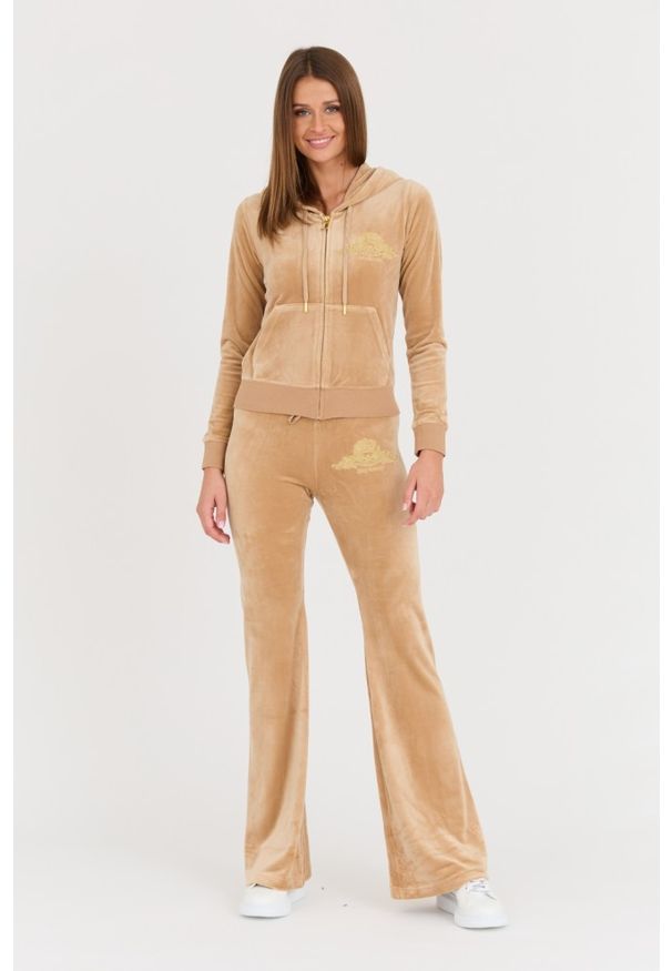 Juicy Couture - JUICY COUTURE Beżowa damska bluza Arched Metallic, Rozmiar M. Kolor: beżowy