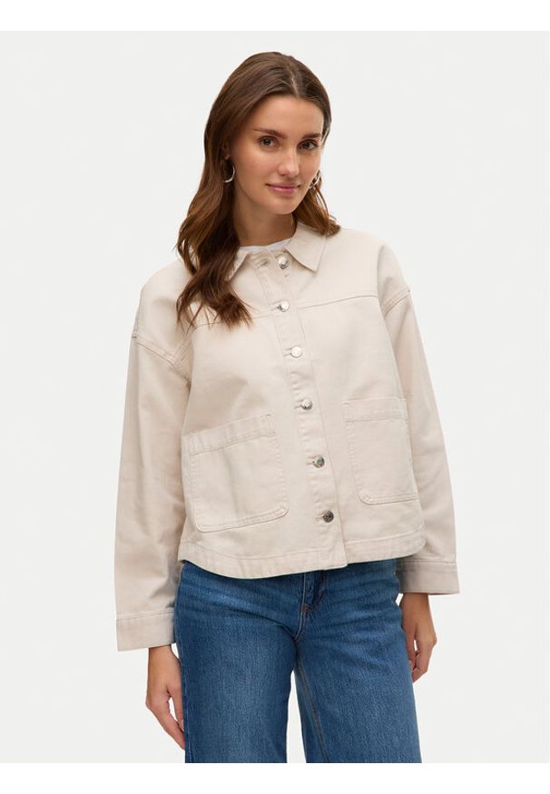 Vero Moda Koszula jeansowa Jamie 10331693 Beżowy Relaxed Fit. Kolor: beżowy. Materiał: bawełna