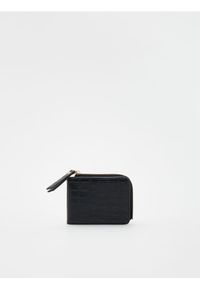 Reserved - Mały portfel z imitacji skóry krokodyla - czarny. Kolor: czarny. Materiał: skóra #1
