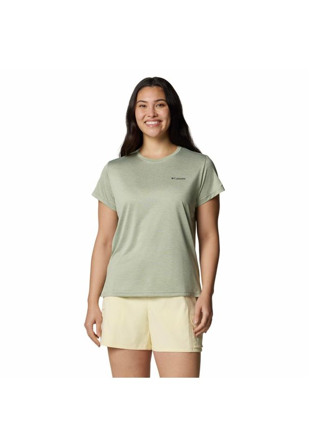 columbia - Koszulka techniczna damska Columbia BlueVista Hill Short Sleeve Crew. Kolor: zielony. Sport: turystyka piesza