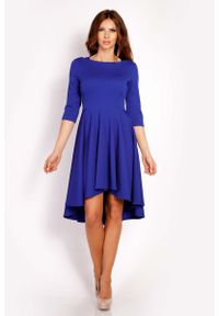 Lou-Lou - Niebieska Sukienka z Szerokim Asymetrycznym Dołem. Kolor: niebieski. Materiał: elastan, poliester, wiskoza. Typ sukienki: asymetryczne #1