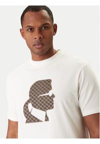 Karl Lagerfeld - KARL LAGERFELD T-Shirt 755055 561221 Écru Regular Fit. Typ kołnierza: dekolt w karo. Materiał: syntetyk #2