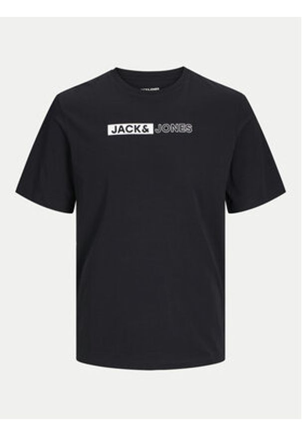 Jack & Jones - Jack&Jones T-Shirt Corp 12233999 Czarny Standard Fit. Kolor: czarny. Materiał: bawełna