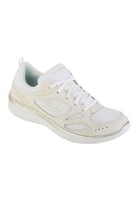 skechers - Buty sportowe Sneakersy damskie, Skechers Summits Suited. Zapięcie: sznurówki. Kolor: biały. Materiał: materiał, syntetyk, tkanina. Szerokość cholewki: normalna. Sport: turystyka piesza