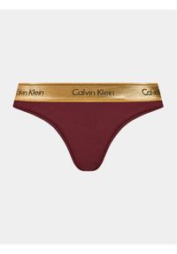 Calvin Klein Underwear Stringi 000QF7449E Bordowy. Kolor: czerwony. Materiał: bawełna