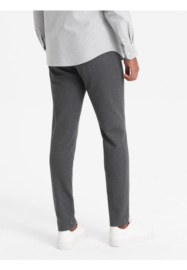 Ombre Clothing - Dzianinowe spodnie męskie z gumką w pasie - ciemnoszare V2 OM-PACP-0116 - XXL. Kolor: szary. Materiał: dzianina